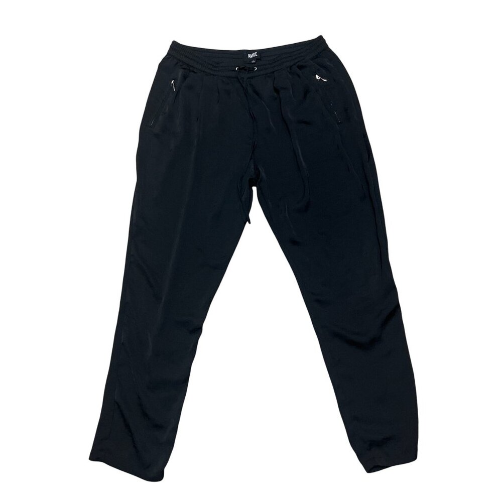 Paige Womens Black Polyester Joggers With Elastic Waist & Zipper Pockets - Size